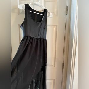faux leather high low dress
